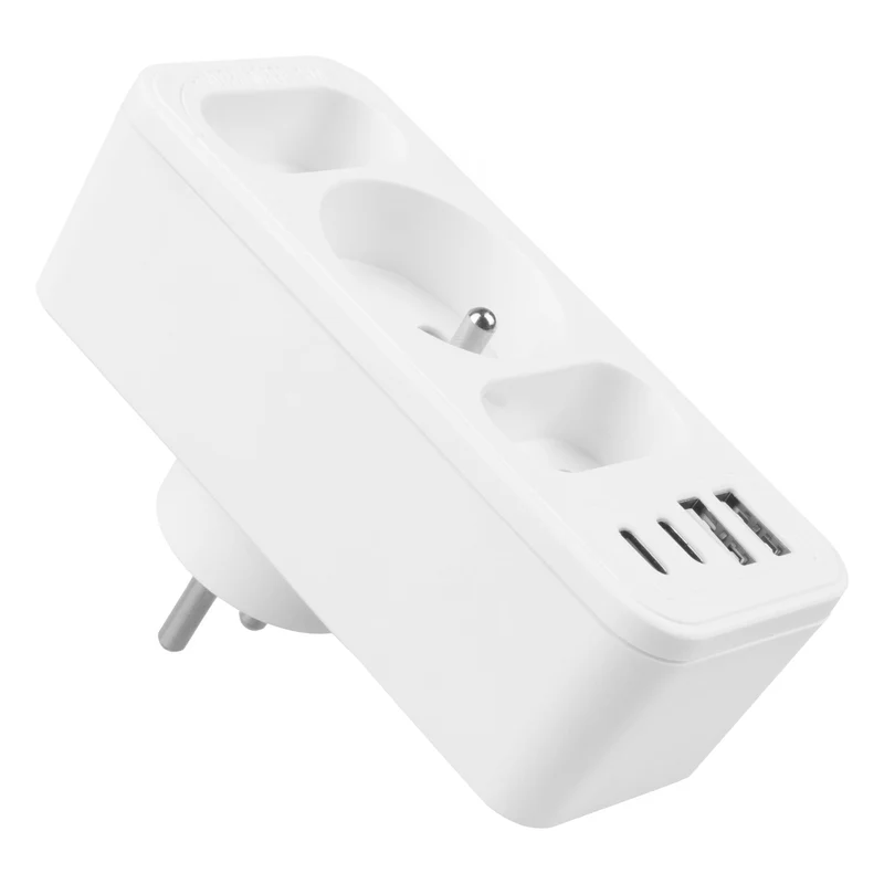 Current socket x3 + 4xUSB Maclean, splitter with 3 sockets, 2xUSB A, 2xUSB C PD 20W, 1x16A + 2x6A, MCE248 F/W, 3 pieces