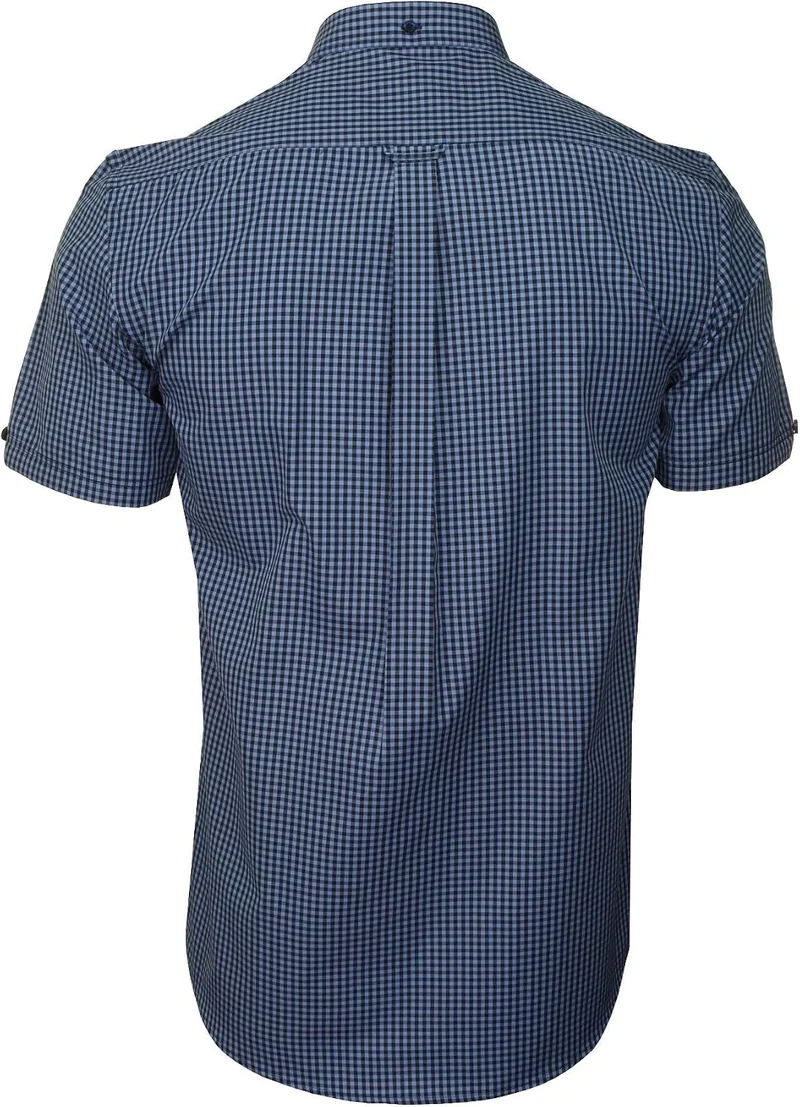 Xact Herren Kurzarmhemd mit Gingham-Karo, Button-Down-Kragen, Normale Passform M Denim Blue/ Navy, M