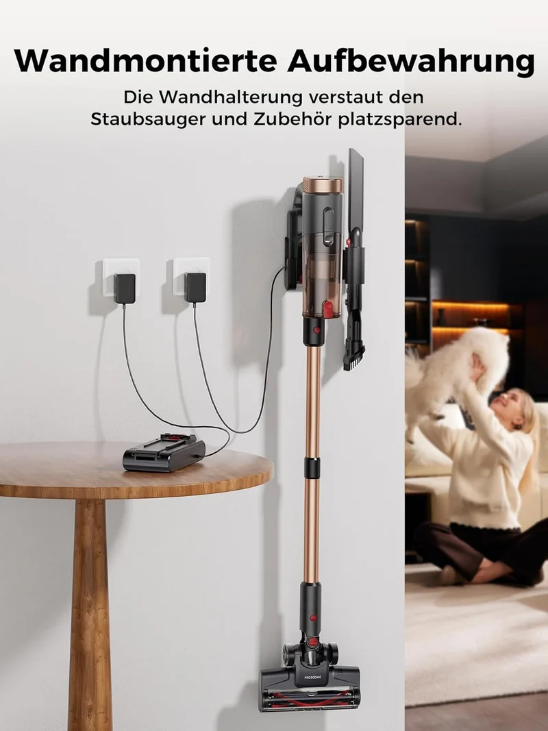 Proscenic P11 Ultra Staubsauger Kabellos, Leichter Selbststehend 50Kpa 50Min Akku Staubsauger mit To