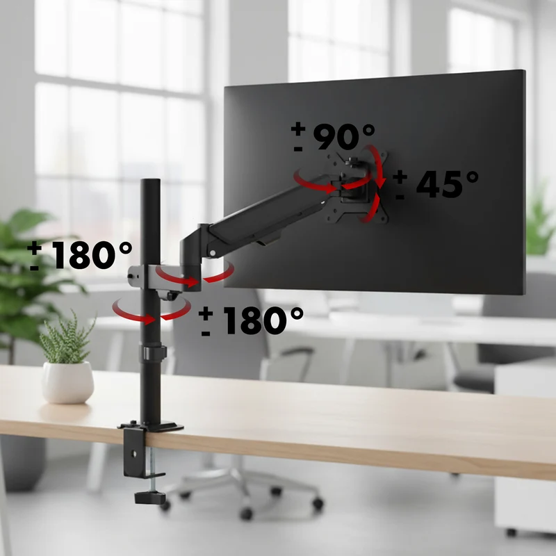 Maclean monitor mount, gas spring, 17"-32", 2-10kg, black, MC-135
