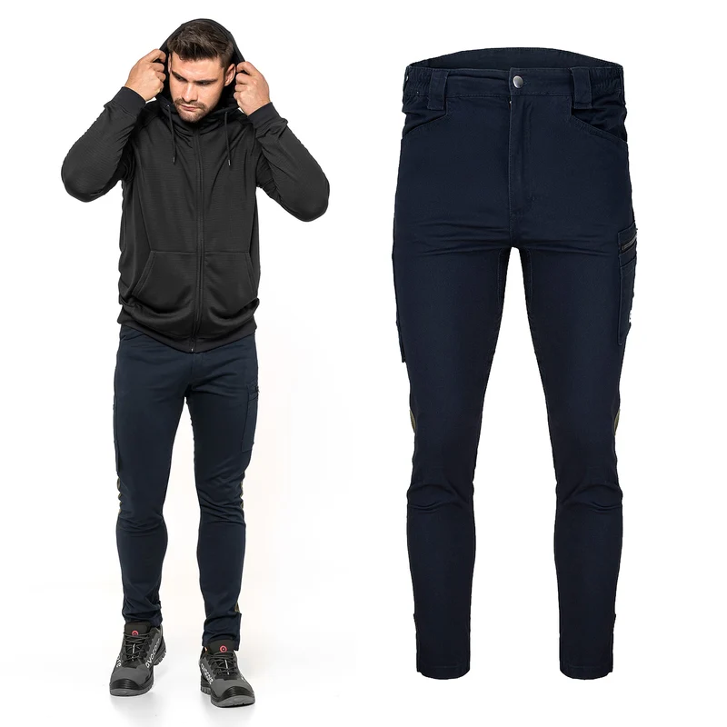 Tubbos Work Pants for Belt in Navy Blue-Olive, Size 52 – Durable and Functional Workwear with a Modern Design for Enhanced Comfort and Utility