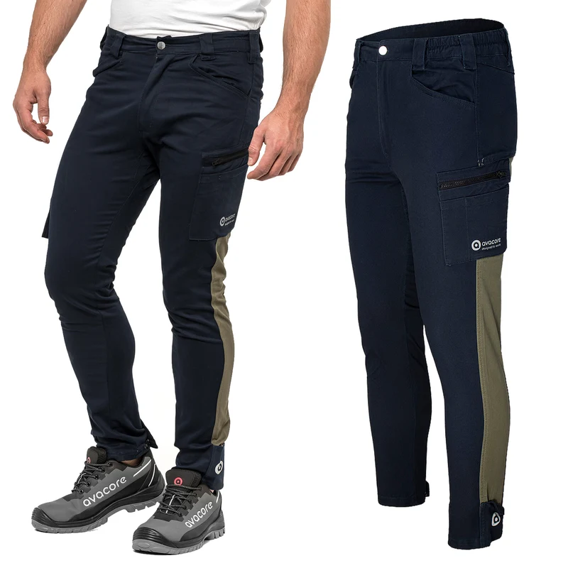 Tubbos Work Pants for Belt in Navy Blue-Olive, Size 52 – Durable and Functional Workwear with a Modern Design for Enhanced Comfort and Utility