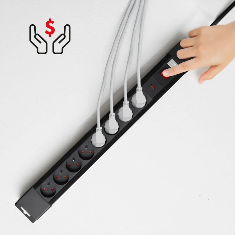 Power strip 8 outlets illuminated switch protection for children