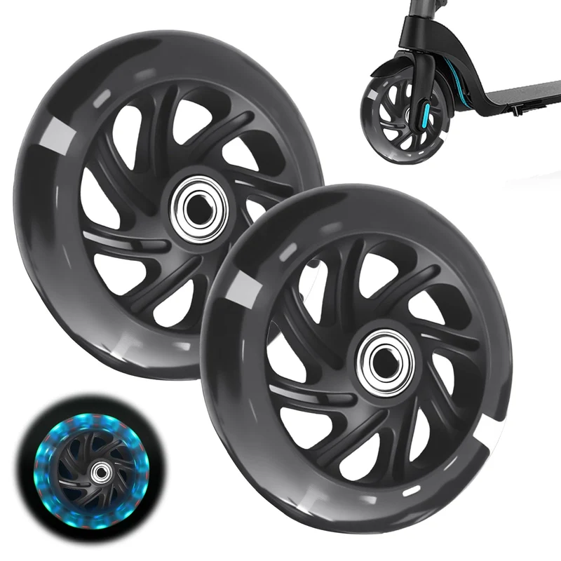 2 Stück Leuchtende Stunt Scooter Räder 100mm, Scooter Rollen LED-Lichtrollen mit ABEC-9 Lager, Hell