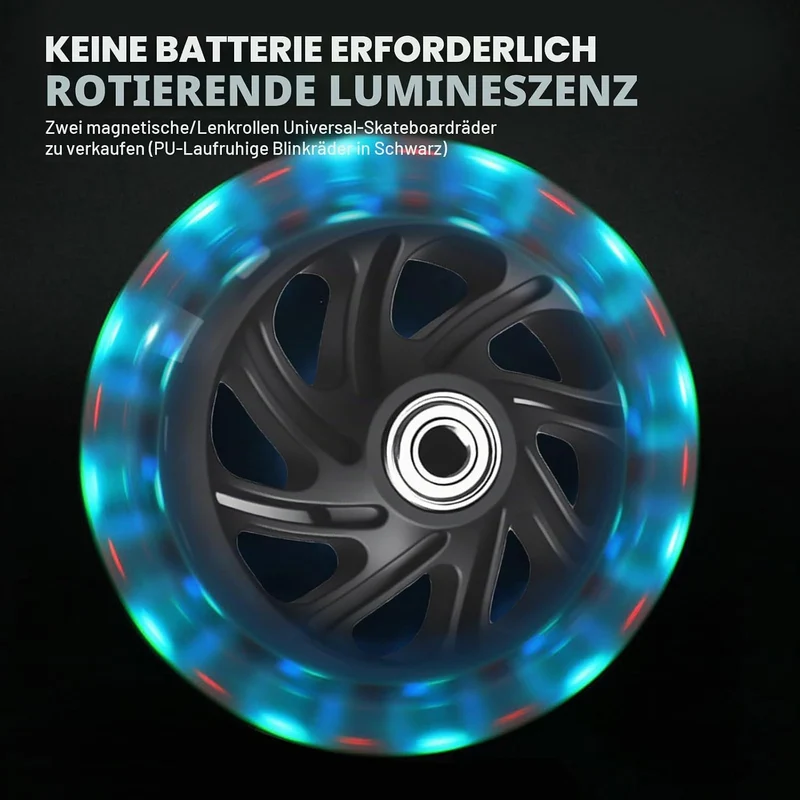 2 Stück Leuchtende Stunt Scooter Räder 100mm, Scooter Rollen LED-Lichtrollen mit ABEC-9 Lager, Hell