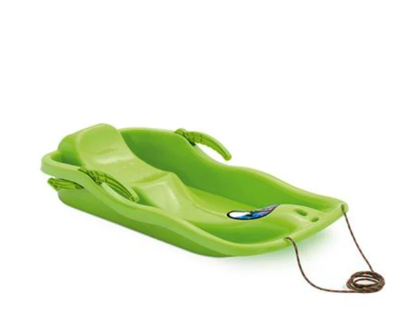 Plastic Kids Sledge with Brakes Rope Down Hill Slide Winter Tobogan Outdoors Fun