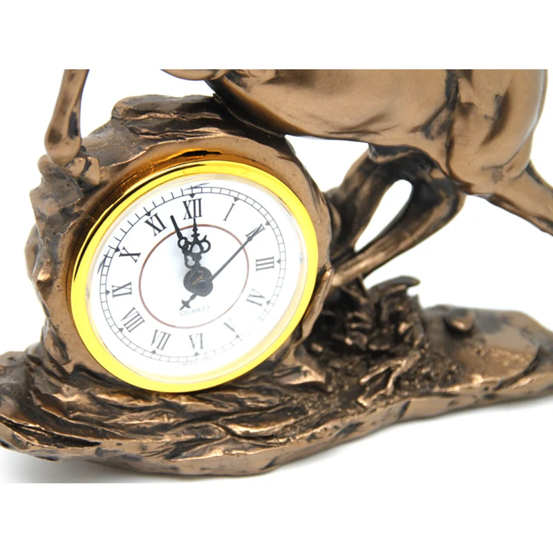Jumping horse figurine, clock, bronze decoration, Queen Isabel