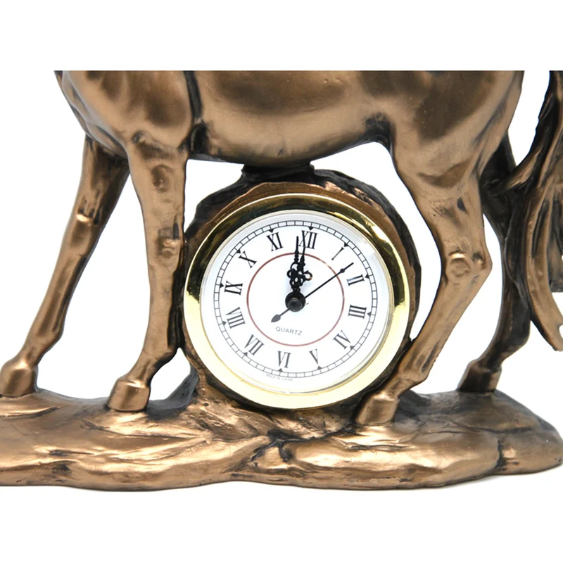 Standing horse figurine, clock, bronze decorative sculpture, Queen Isabel