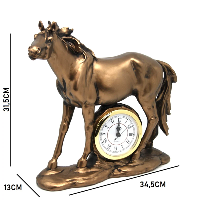 Standing horse figurine, clock, bronze decorative sculpture, Queen Isabel