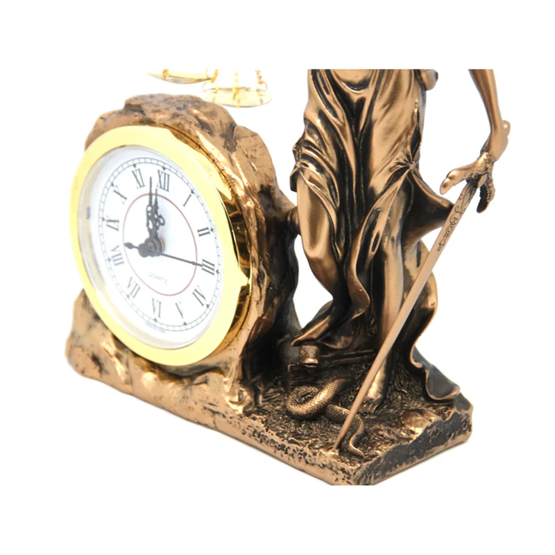 Figurine of Temida Goddess of Justice, clock, Queen Isabel
