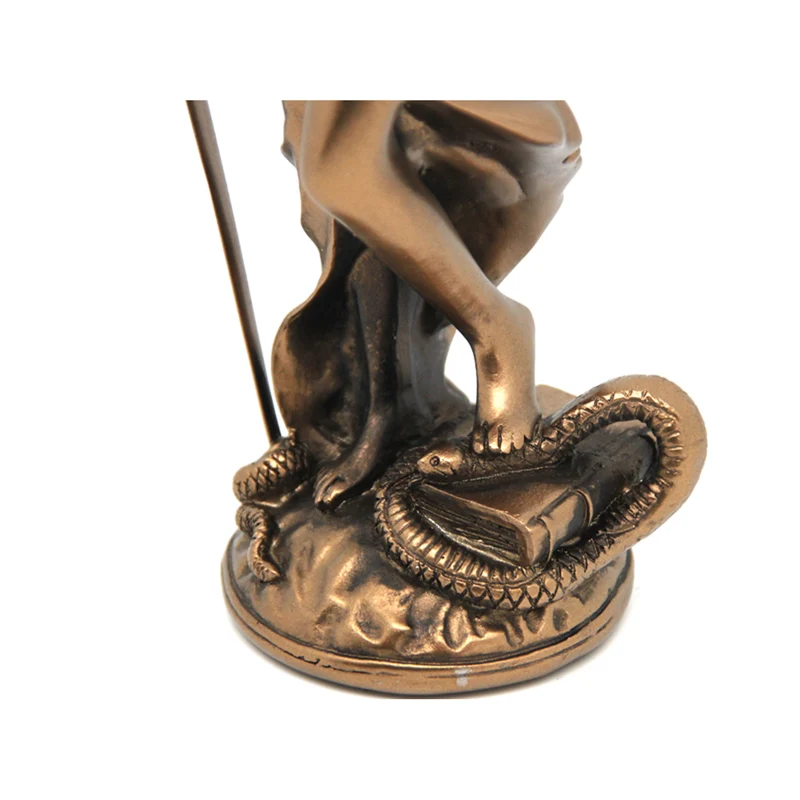 Figurine of Temida with scale and sword, bronze law sculpture, Queen Isabel