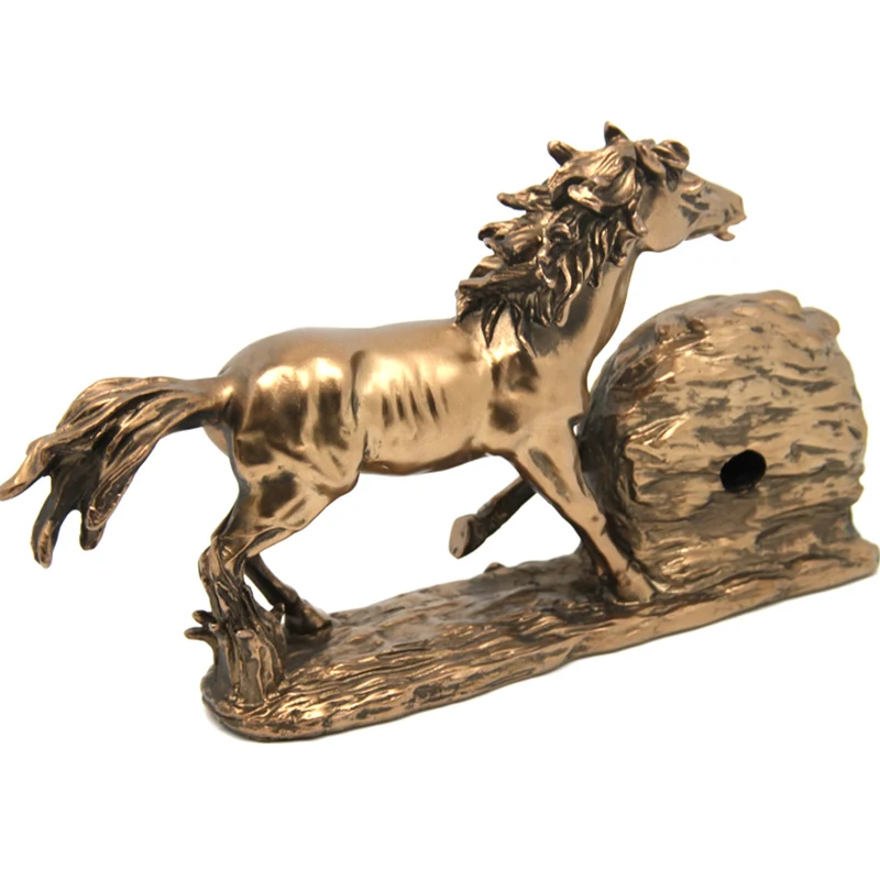 Galloping Horse Figurine, Clock, Brown Table Decoration, Queen Isabel