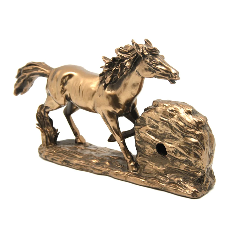Galloping Horse Figurine, Clock, Brown Table Decoration, Queen Isabel