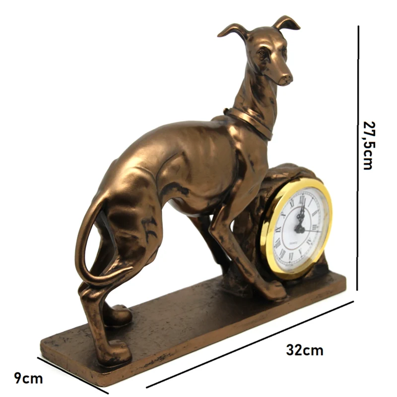 Dog Figurine, Chart, Clock, Bronze Decorative Sculpture, Queen Isabel