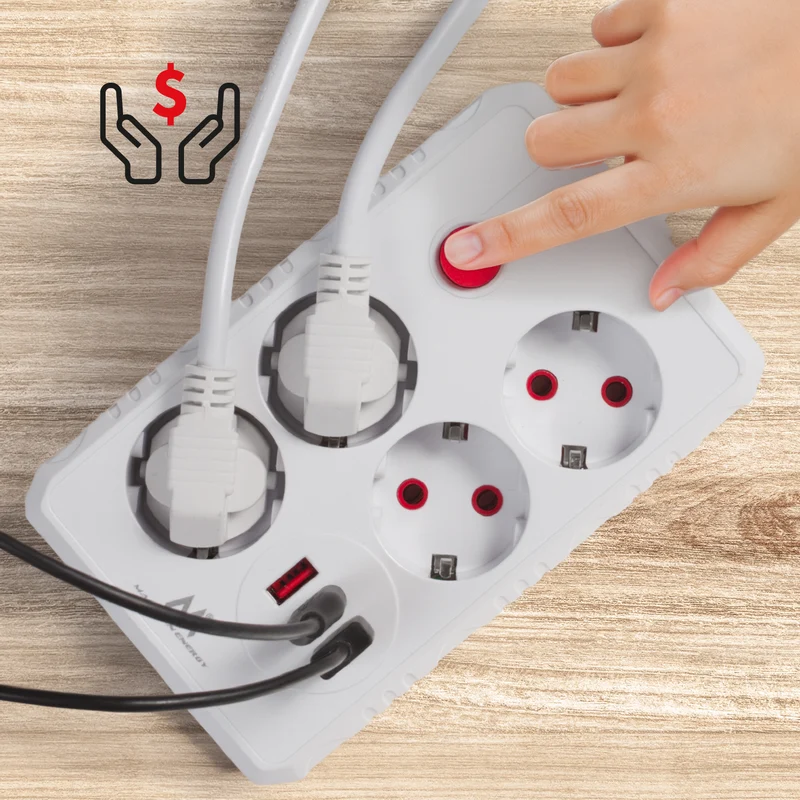 Maclean power strip, 4-socket extension cable + 3xUSB, 110-240V AC 50/60Hz, 2.1A max 2500W, 1.5m, white, MCE392 W