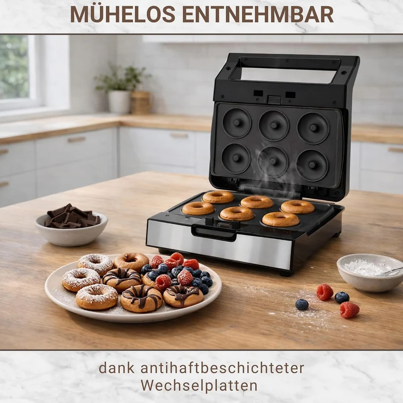 Syntrox Germany Donutmaker MM-1400W mit herausnehmbaren Backplatten