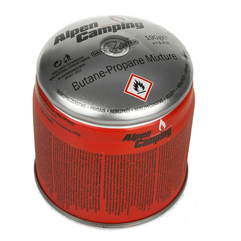 INKO-TIME IK006 Alpen Camping Propane Butane Gas Cartridge 400ml Gas Stop System Certificate: Pi 0437, EN417 Compliant, Propane-Butane, Range -10°C to + 40°C, GAS STOP system