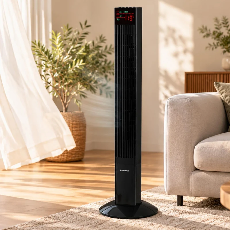 Syntrox Germany XXL Turmventilator Säulenventilator Ventilator Tower 50 Watt mit Fernbedienung, Time