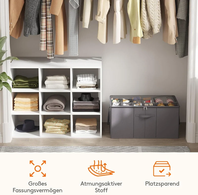 Lifewit Grosser Schuhorganizer für den Kleiderschrank, Faltbarer Schuhkarton mit durchsichtigem Deck