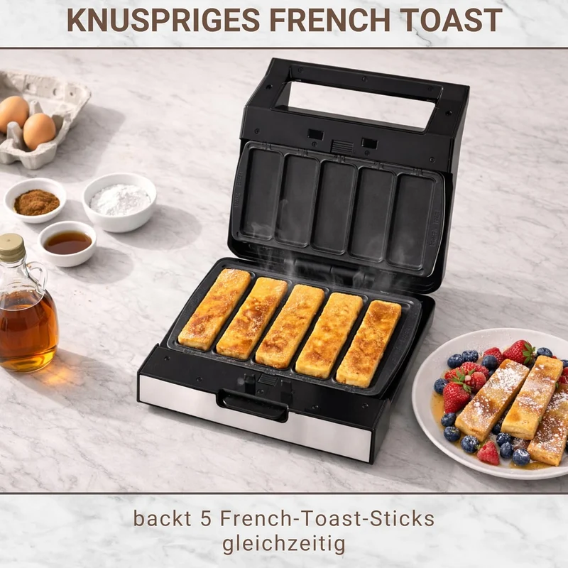 Syntrox Germany French Toast Maker MM-1400W mit herausnehmbaren Backplatten