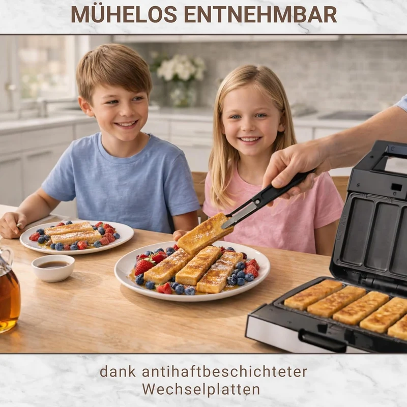 Syntrox Germany French Toast Maker MM-1400W mit herausnehmbaren Backplatten
