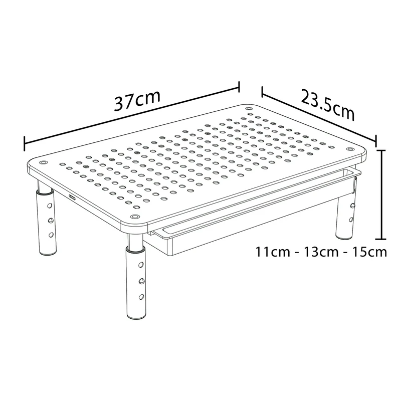 Maclean MC-946 Monitor Laptop Stand 13" - 32" 3-Level Height Adjustment with Drawer up to 20kg Sturdy Vented
