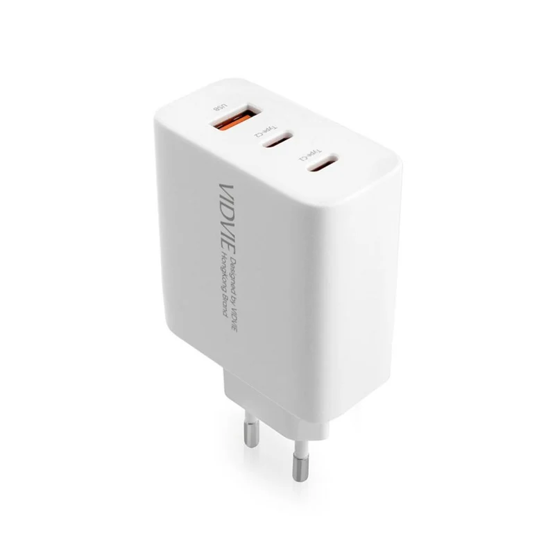 VIDVIE mains charger, 3A, 65W, 2x USB-C, 1x USB, USB-C/USB-C cable, PLE262