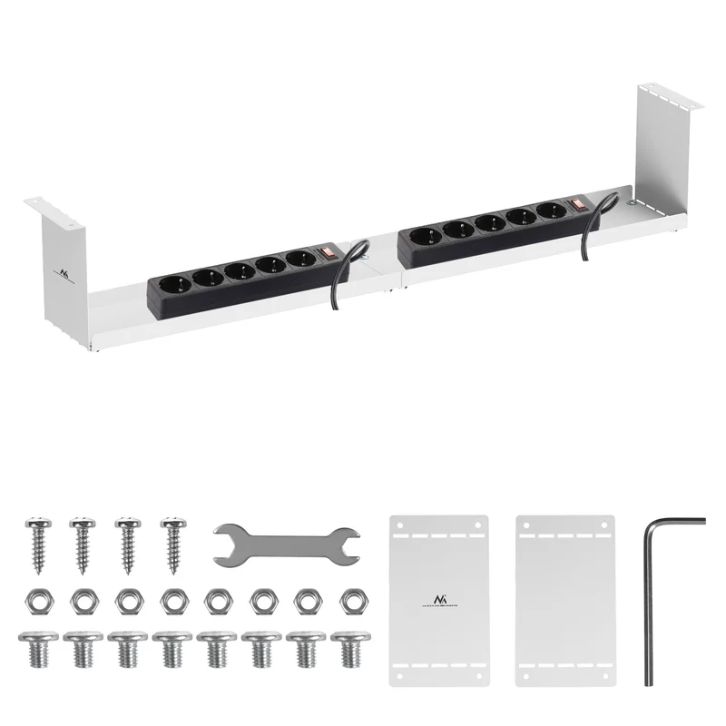Maclean compact under-desk cable organizer, max load 5kg, white, MC-107 W