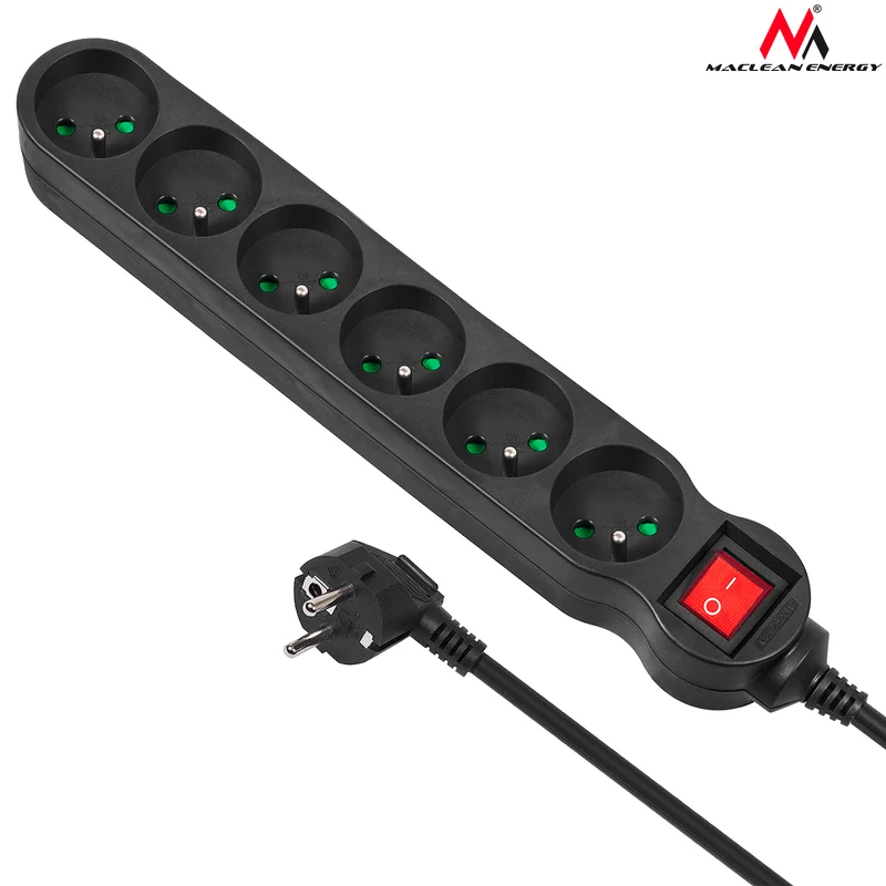 Maclean Energy MCE183 power strip 5 socket extension with switch