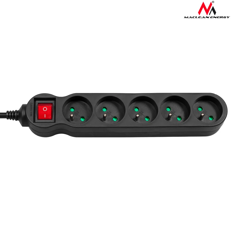 Maclean Energy MCE183 power strip 5 socket extension with switch