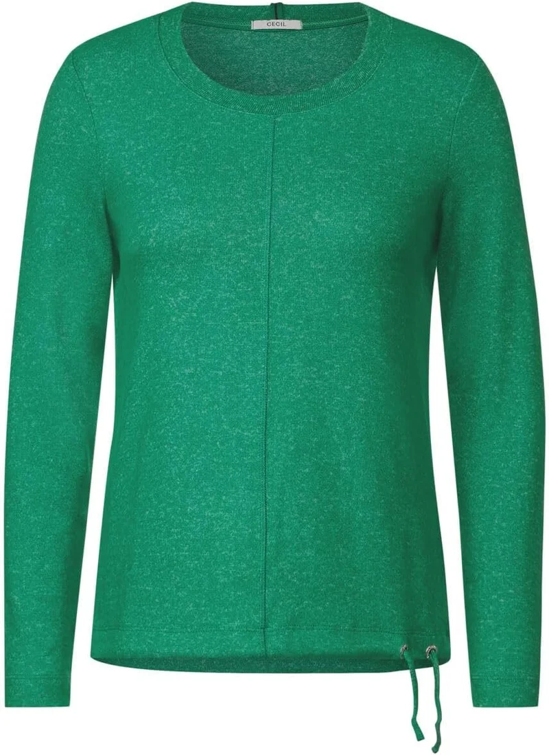 Cecil Damen Cosy Melange Langarmshirt S Easy Green Melange, S Easy Green Melange