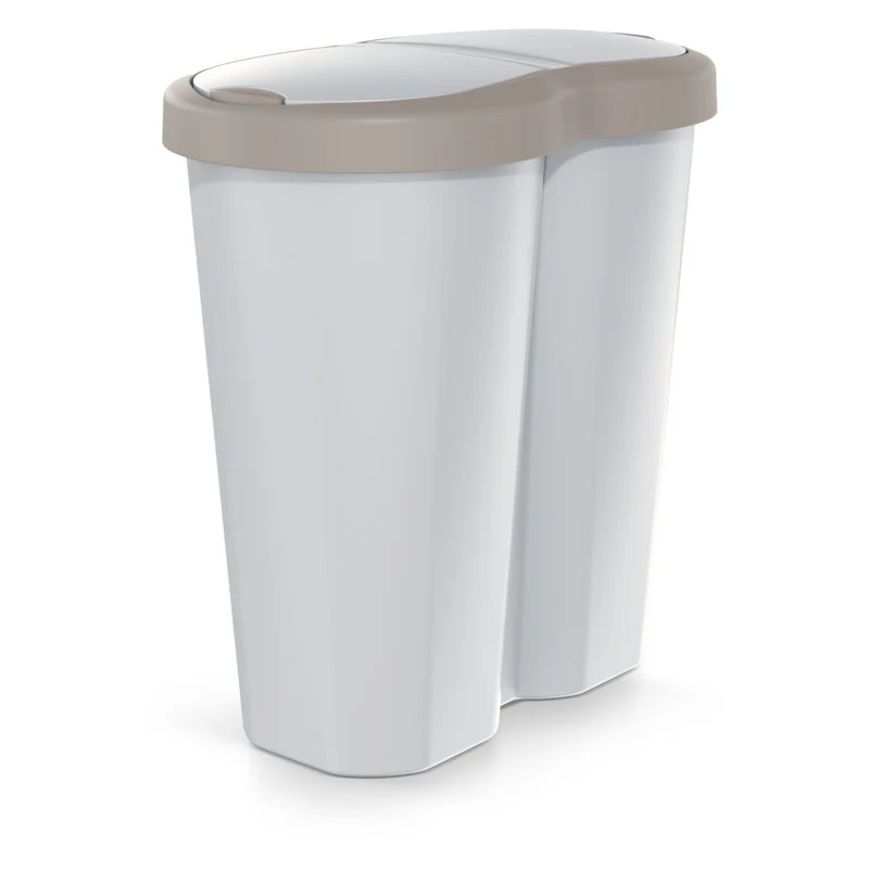 Compacta R Duo trash garbage can, brown/ash, 40L capacity, one compartment, two lids, NDRF40-WG5C_427C