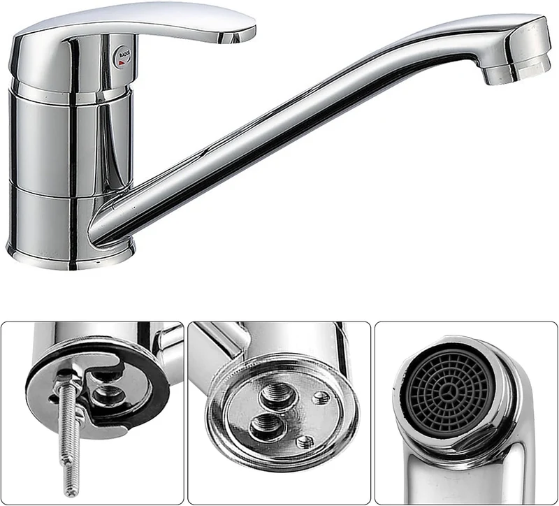 Wasserhahn Küche Chrom Einhebelmischer Mischbatterie Mischbatterie mit 180° schwenkbarem Auslauf, Mi