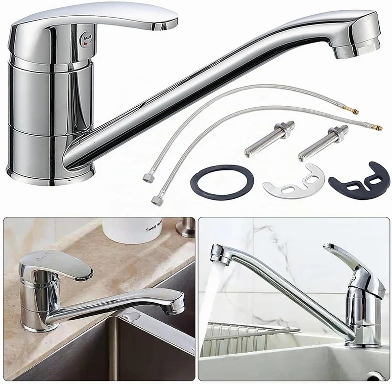 Wasserhahn Küche Chrom Einhebelmischer Mischbatterie Mischbatterie mit 180° schwenkbarem Auslauf, Mi