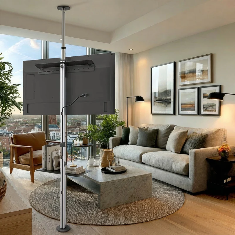 Maclean MC-791N Telescopic TV Bracket Ceiling & Floor Mount Universal Holde 37 "- 70" 30 kg QLED OLED LED LCD DVD