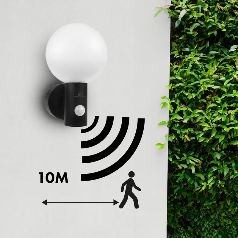 Maclean motion sensor LED lamp, PIR motion sensor, black, 15W, IP65, 1600lm, neutral white (4000K) MCE515 B, 2 pieces
