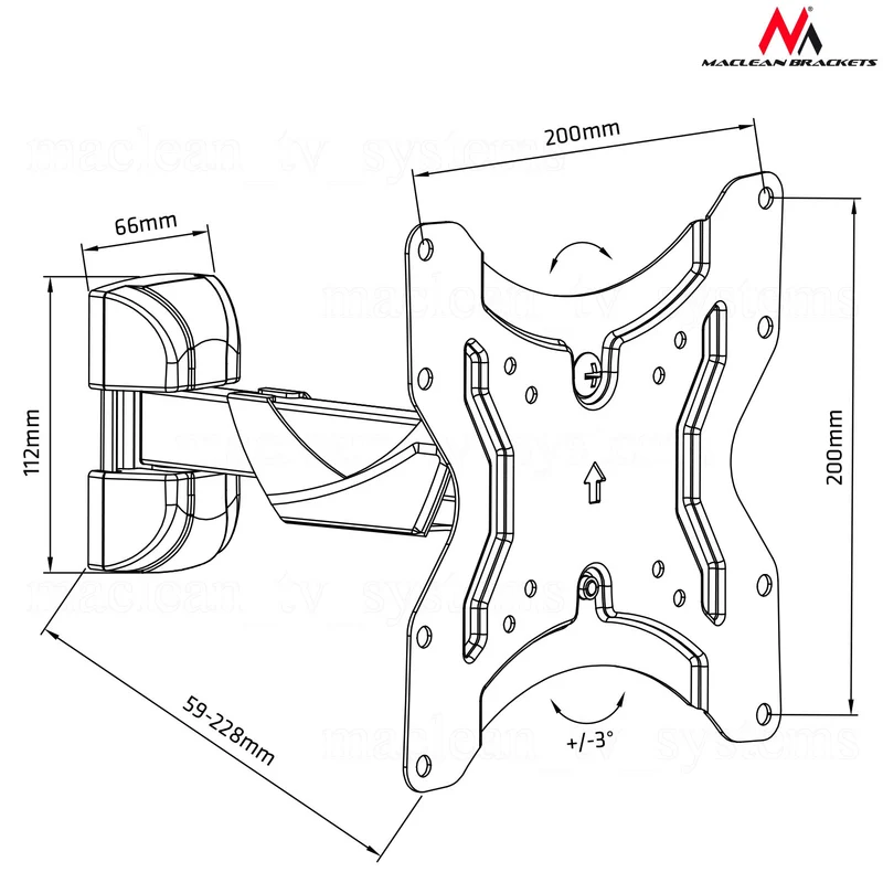 Maclean MC-741 Wall Mount TV Bracket Monitor Universal LCD LED 13" - 42" 25kg VESA