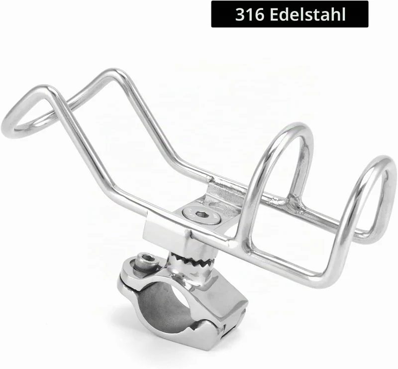 QWORK® 360° Drehbar Angelrutenhalter aus Edelstahl 316 - Klemmung auf 25 mm Schienen - für Boote, Fi