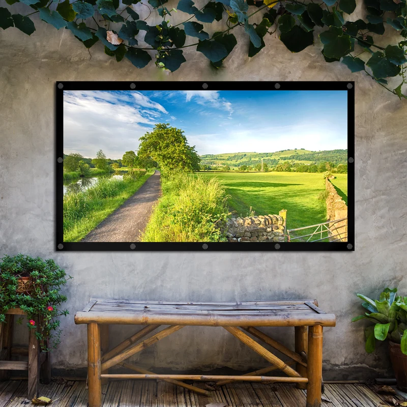 Maclean MC-982 Projection Screen, 120", 265x149cm, 25mm 16:9 Border, Tension Hooks, White