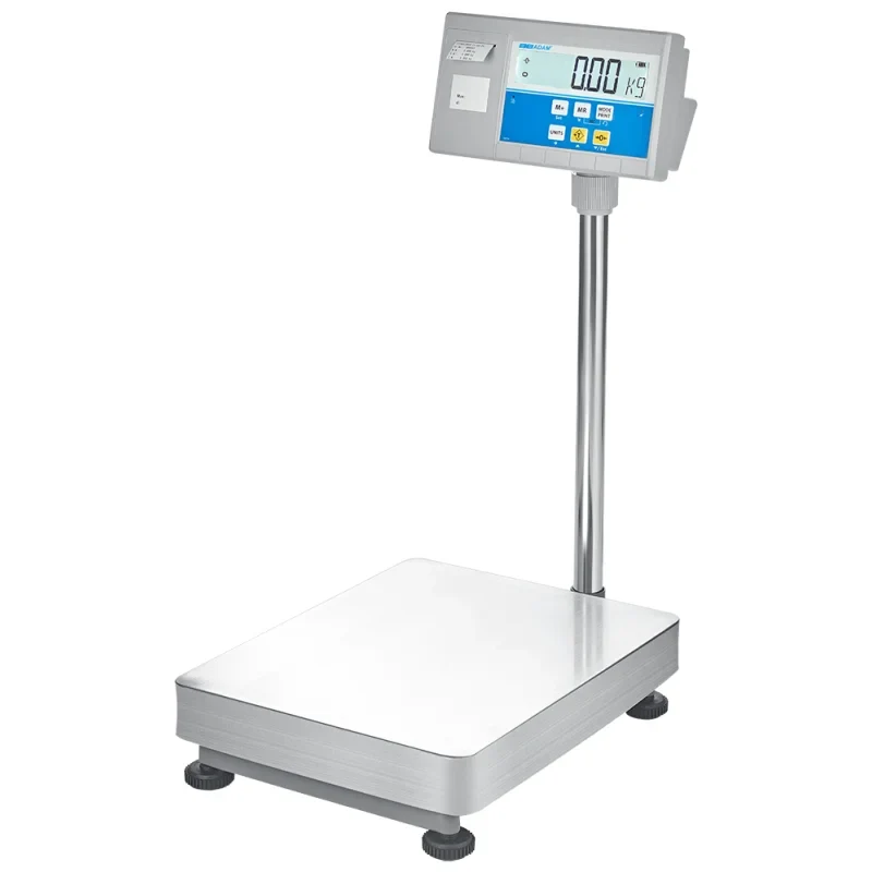 AE Adam Bodenwaage mit Hochanzeige und Einbaudrucker für Etiketten oder Barcodes 300 kg / Lesbarkeit 20 g