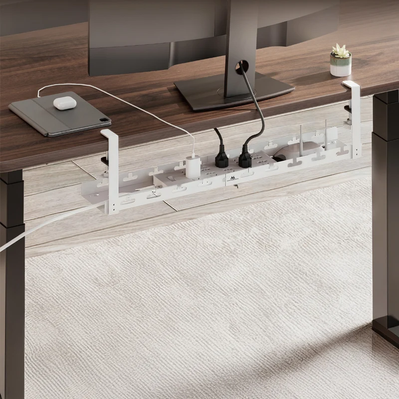 Maclean under-desk cable organizer, max. load 5kg, max. 728mm, 2 levels, white, MC-102 W