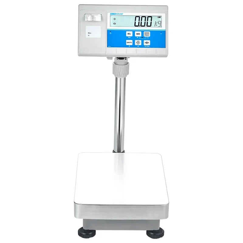 AE Adam Bodenwaage mit Hochanzeige und Einbaudrucker für Etiketten oder Barcodes 32 kg / Lesbarkeit 1 g