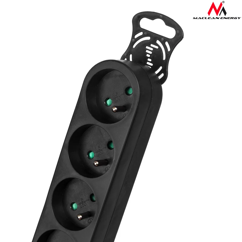 Maclean Energy MCE185 5-way Socket with pin earth Extension Cord 5 m Black