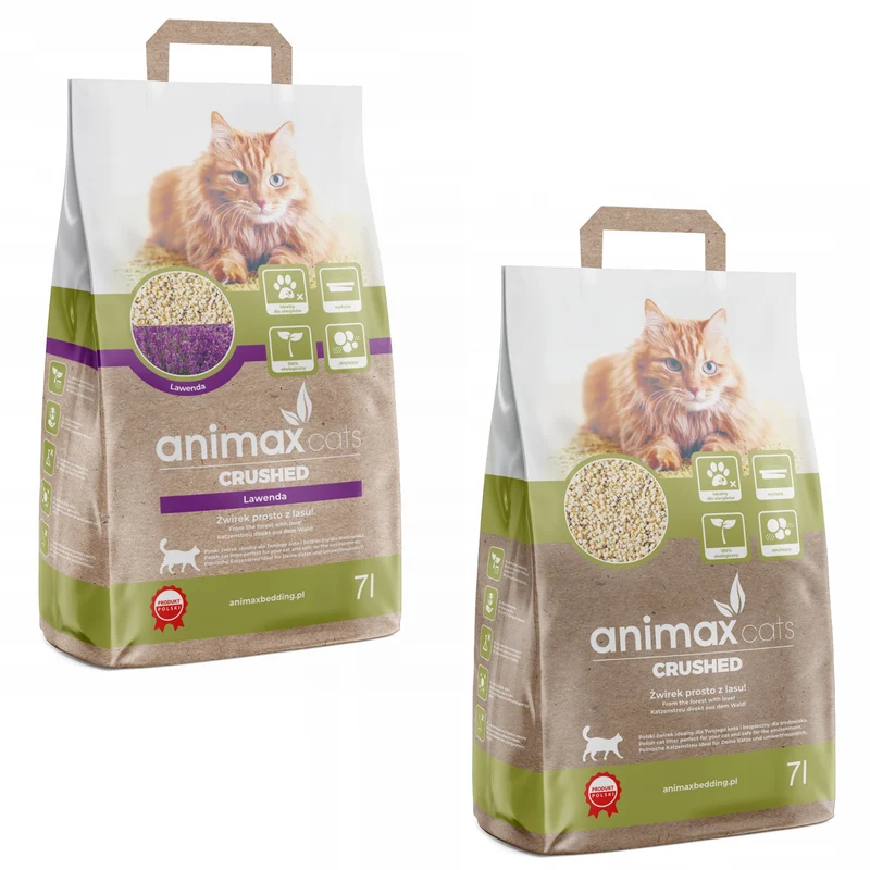 Clumping Litter, Lavender, crushed, 7 liters + Clumping Litter, Classic, crushed, 7 liters, Animax
