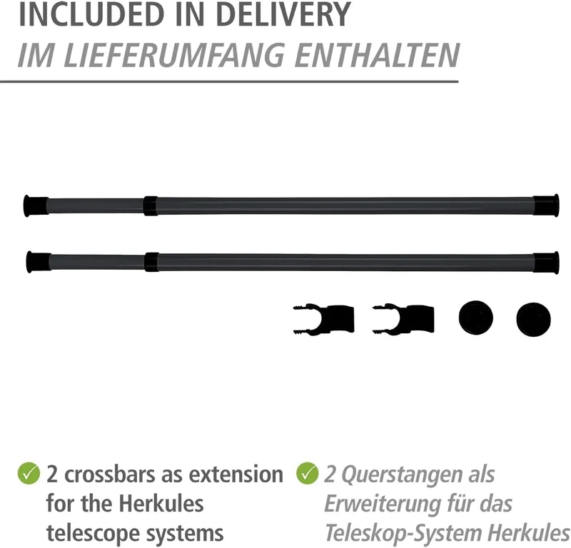 WENKO Kleiderstange Herkules 2er Set, Waagerechte Ergänzungs-Stange zum passenden Teleskop-System, M