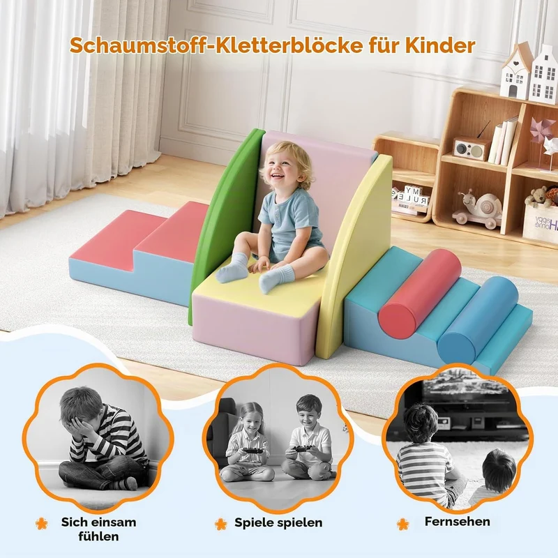 Brolteja Baby-Schaumstoffbausteine, Softplay-Set für Kleinkinder von 1–3 Jahren, Baby-Kletterturm mi