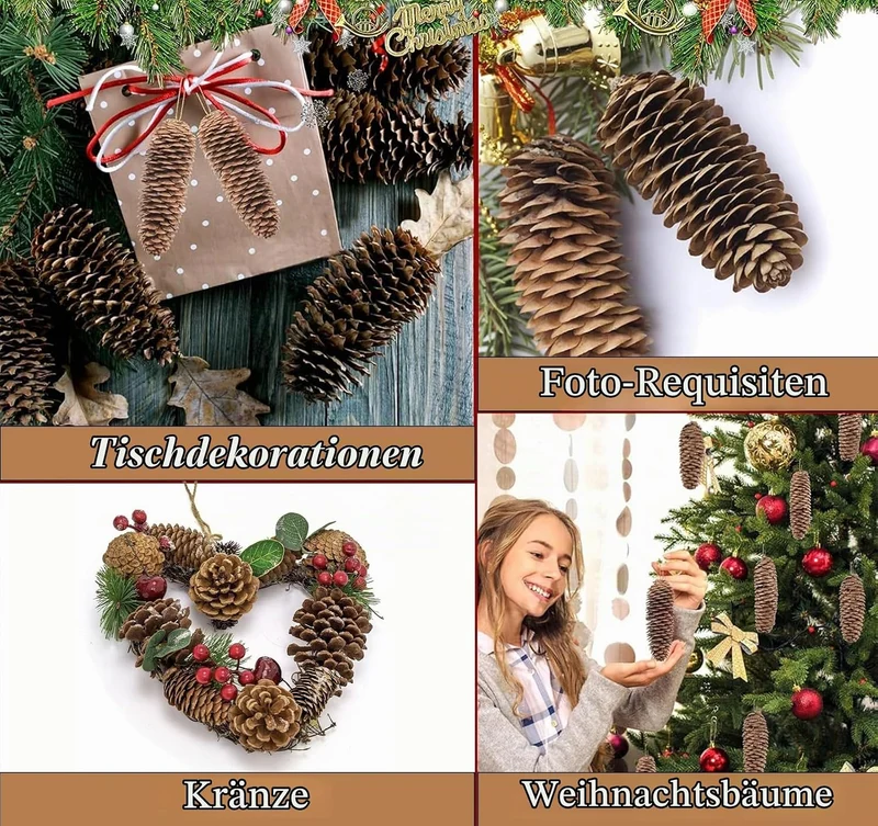 Tannenzapfen Deko, 20 Stück ﻿10-14cm Tannenzapfen Gross Weihnachten Tannenzapfen Natürliche Thanksgi