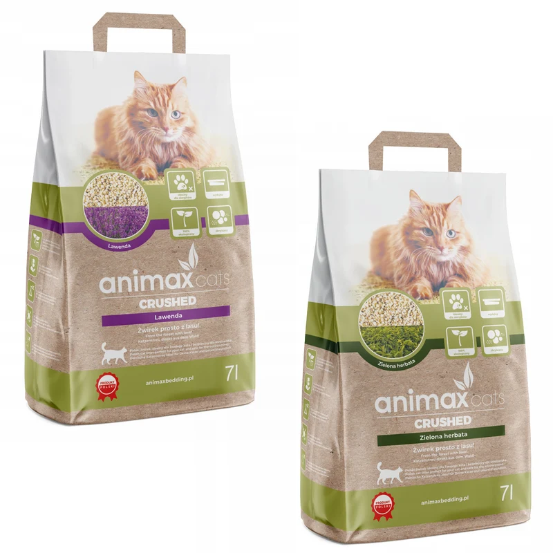 Clumping Litter, Lavender, crushed, 7 liters + Green Tea Clumping Litter, crushed, 7 liters, Animax