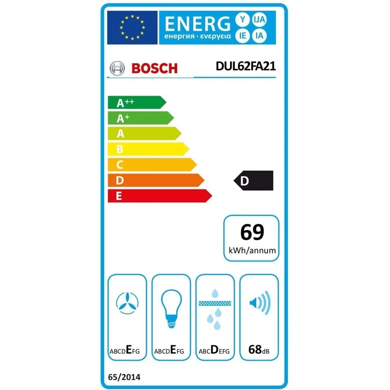 Bosch Serie 2 DUL62FA21 Dunstabzugshaube Wandmontiert Weiß 250 m³/h D