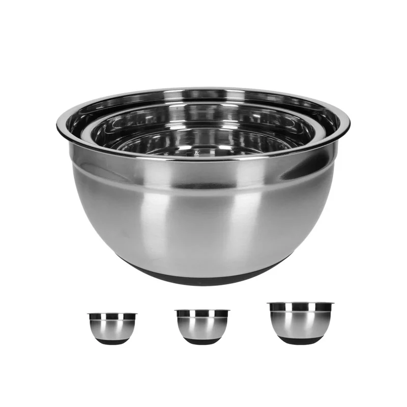 TP Edelstahl Schüssel-Set inkl. Deckel, Skala, und 4 Einsätzen zum Gemüsereiben 11-teilig